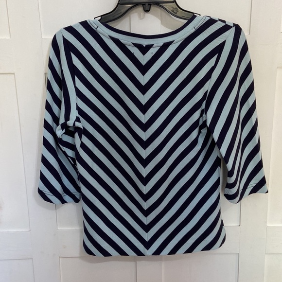 NWT Anthropologie Maeve Front-Zip Scoop-Neck Top Blue Striped Women’s Size Small - Picture 6 of 13